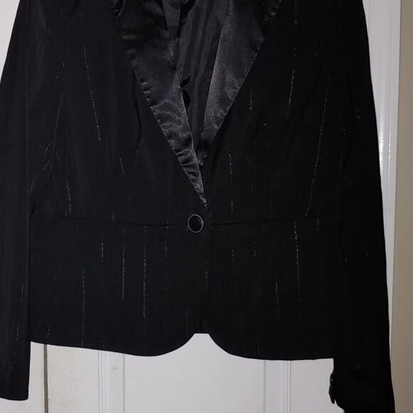 Apostrophe black pinstriped blazer Sz 16 - Picture 2 of 5